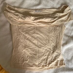 Reformation Cream Off-Shoulder Foldover Top